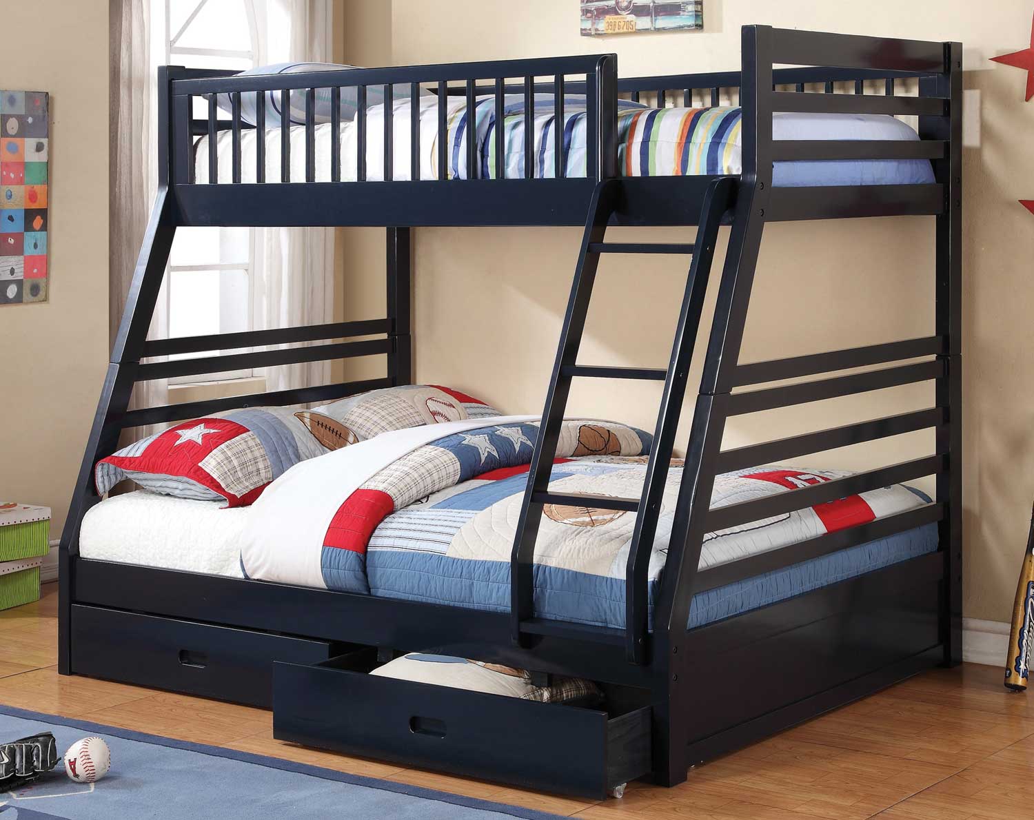 Coaster 460181 Twin-Full Bunk Bed - Navy Blue