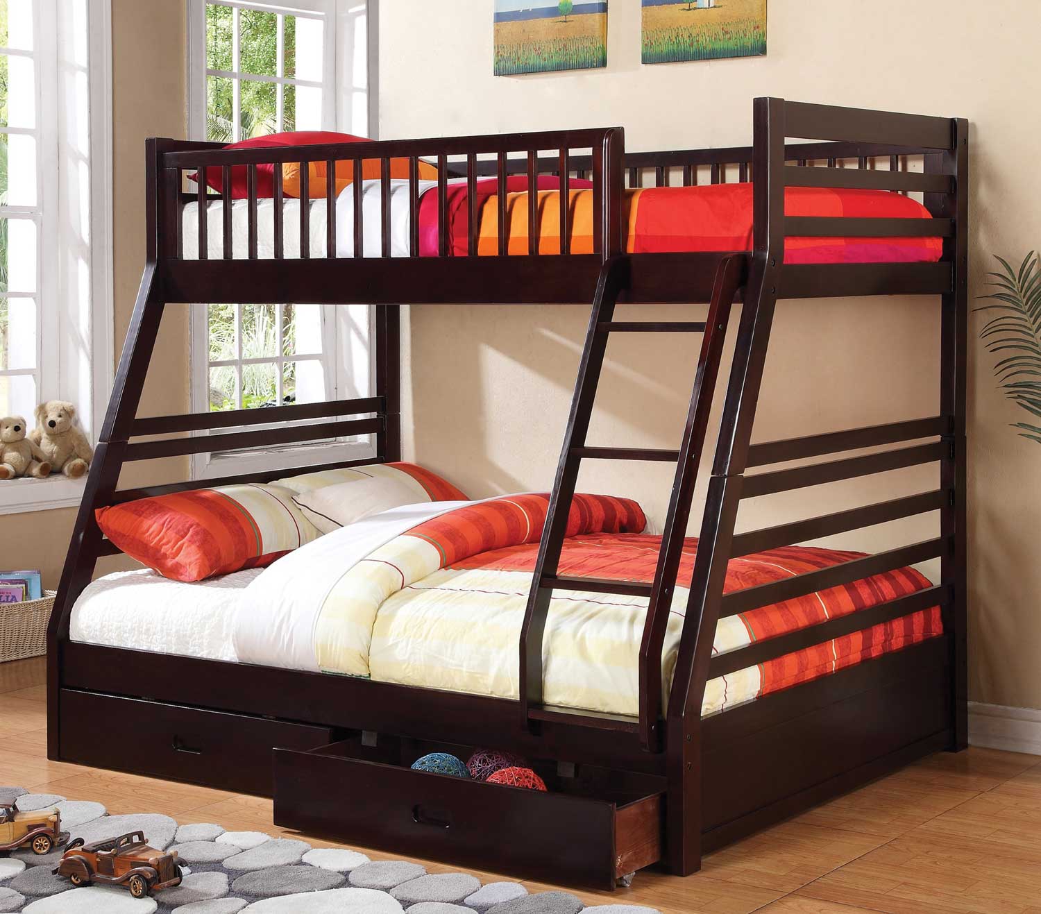 Coaster 460184 Twin-Full Bunk Bed- Cappuccino