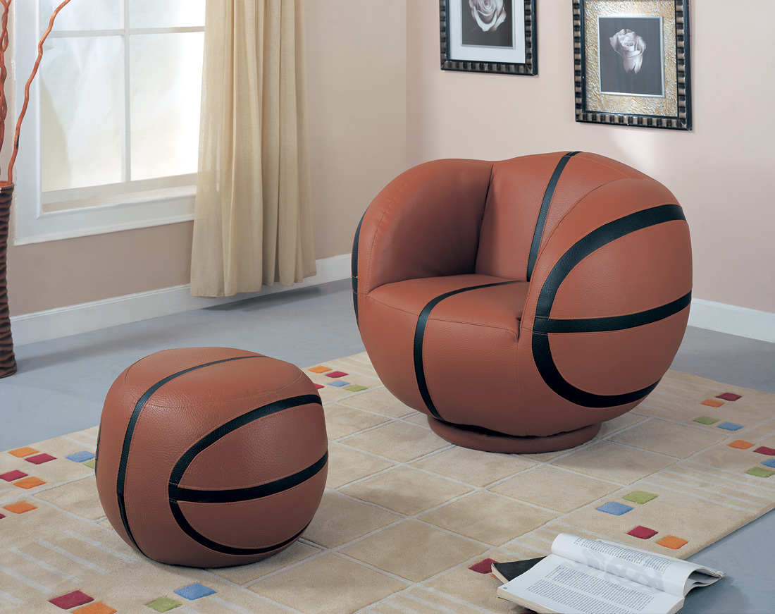 Coaster 460186 Large Basketball Chair and Ottoman Set