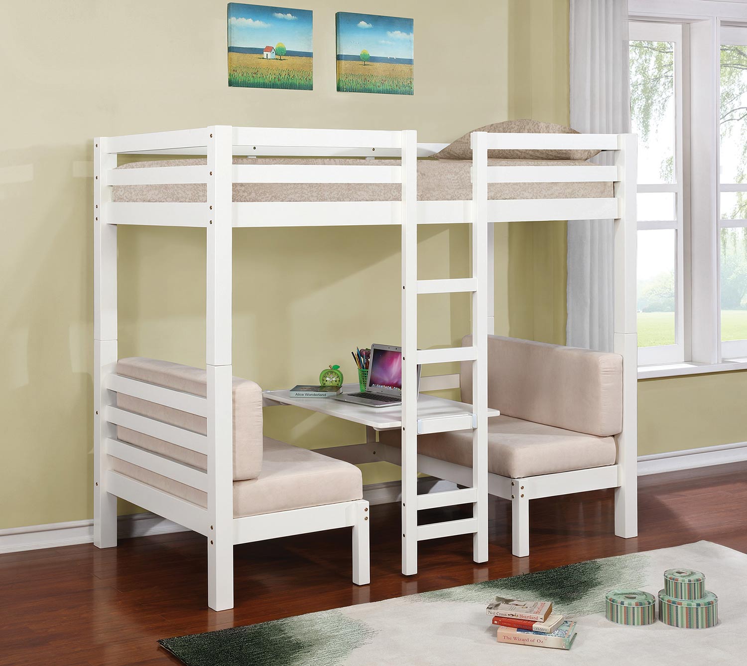 Coaster Joaquin Twin/Twin Convertible Loft Bed - White