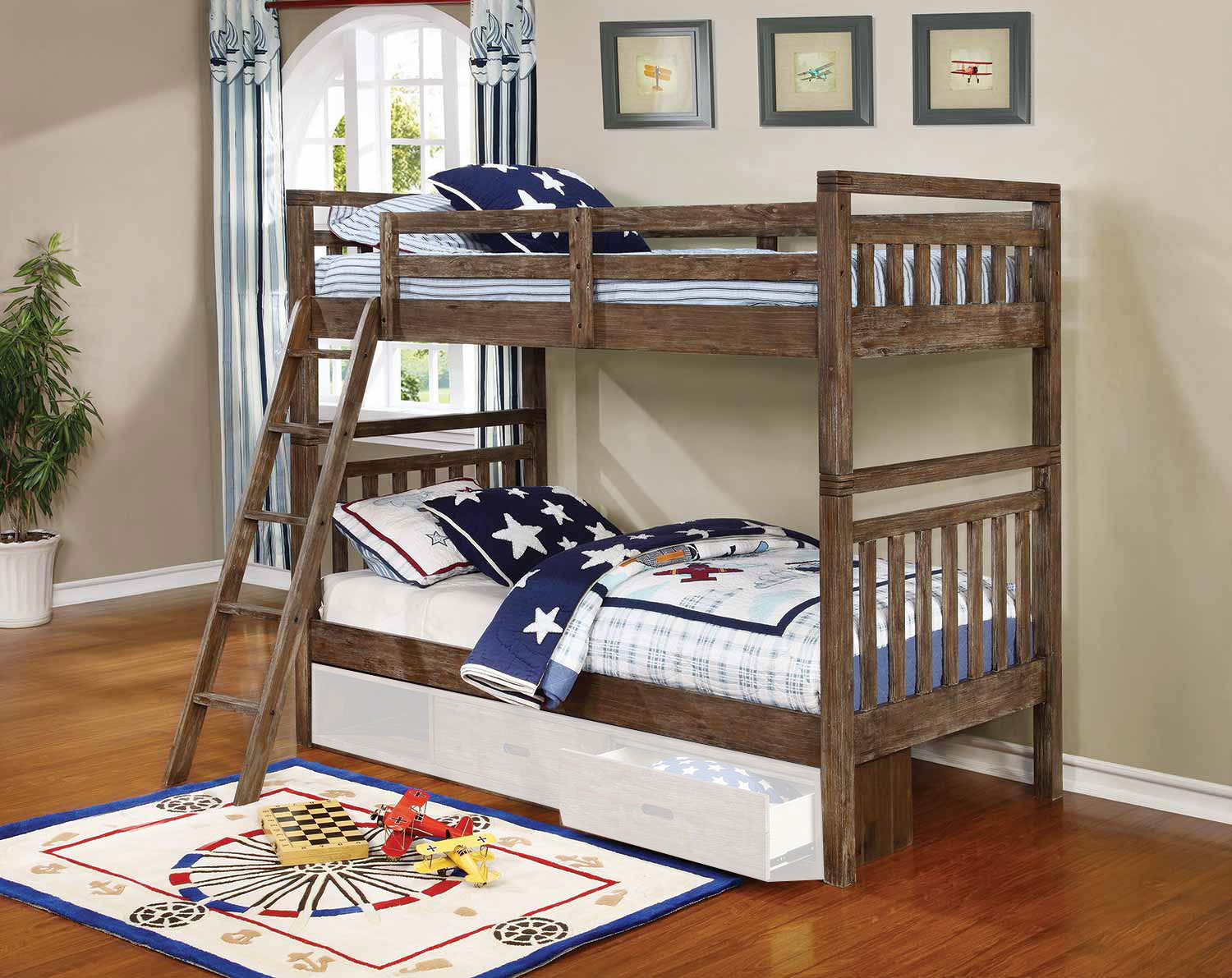 Coaster Malcolm Convertible Twin/Twin Bunk Bed - Wire Brushed Acacia