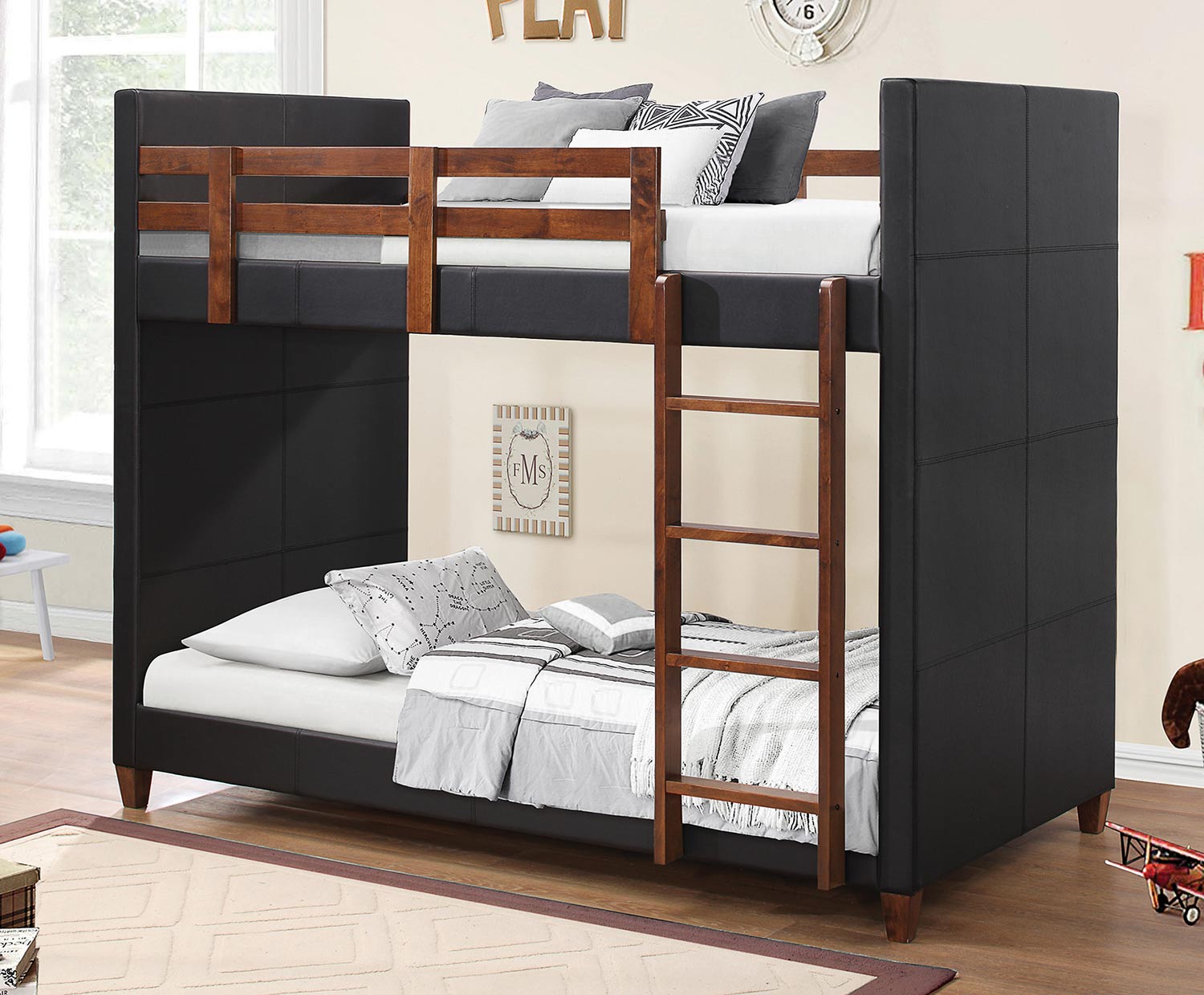 Coaster DIEGO Twin/Twin Size Bunk Bed - Black/Nutmeg