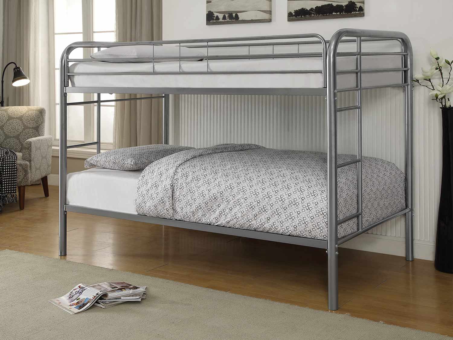 Coaster Morgan Twin/Twin Size Bunk Bed - Silver