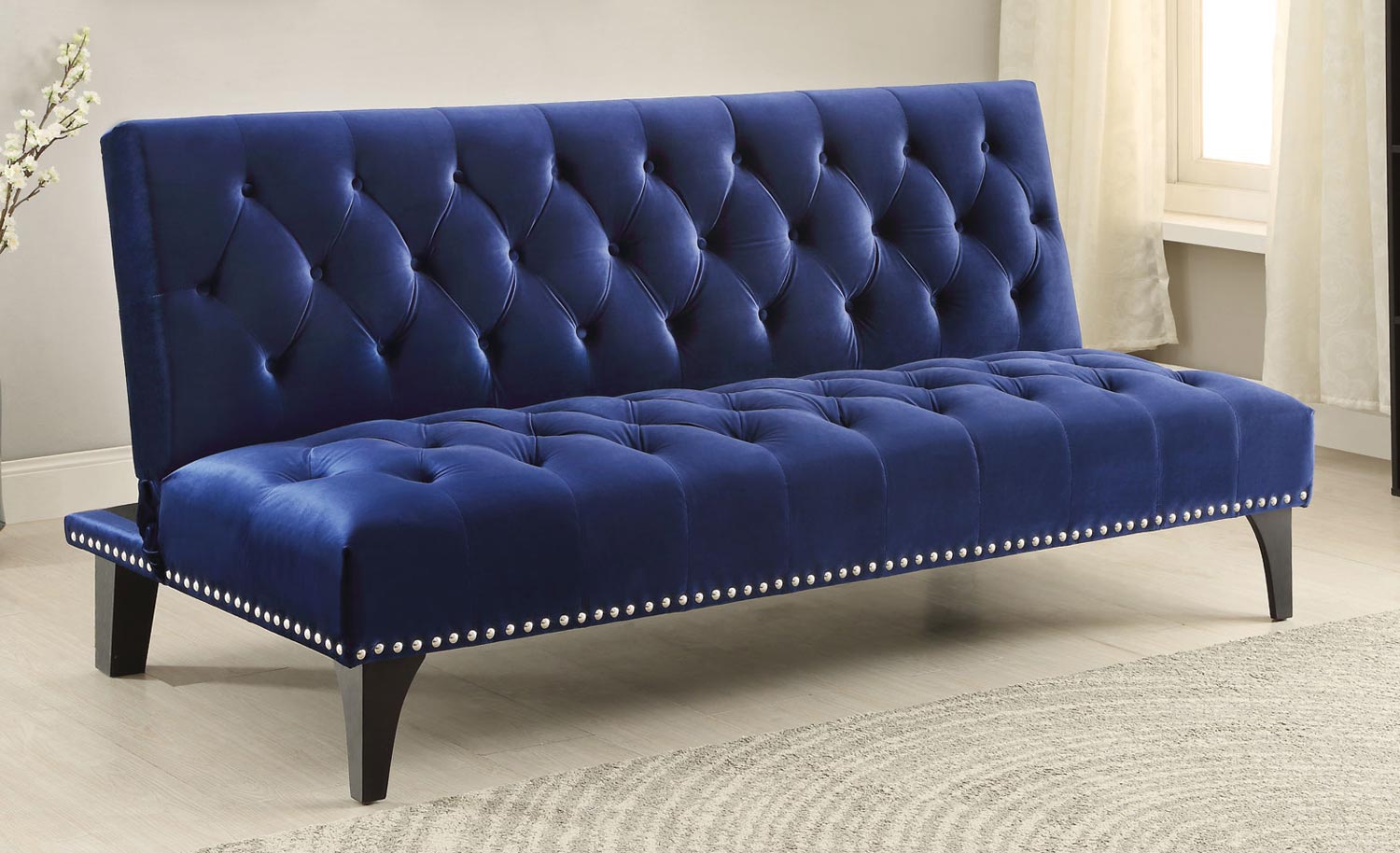 Синий диван вельвет