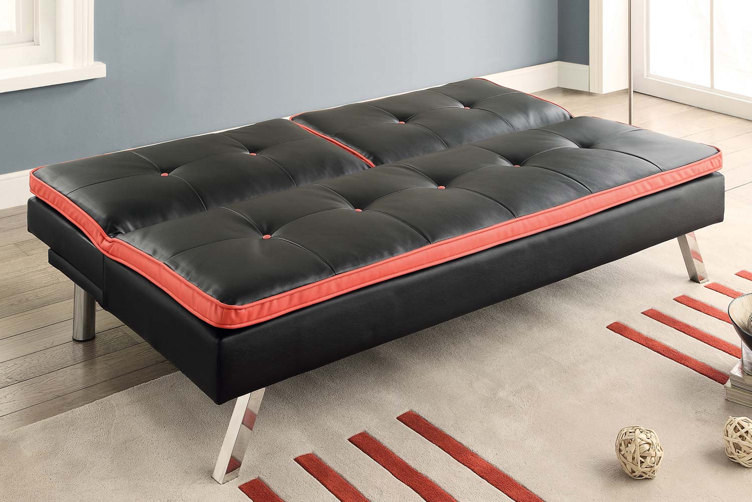 Coaster 500766 Sofa Bed - Black/Red Edge