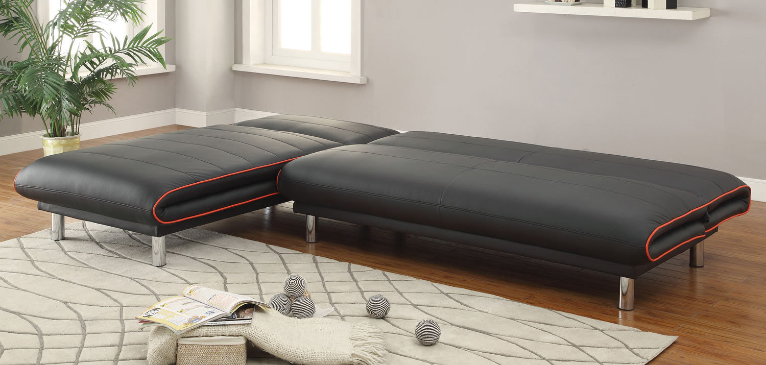 Coaster 500776 Sofa Chaise Bed - Black/Red