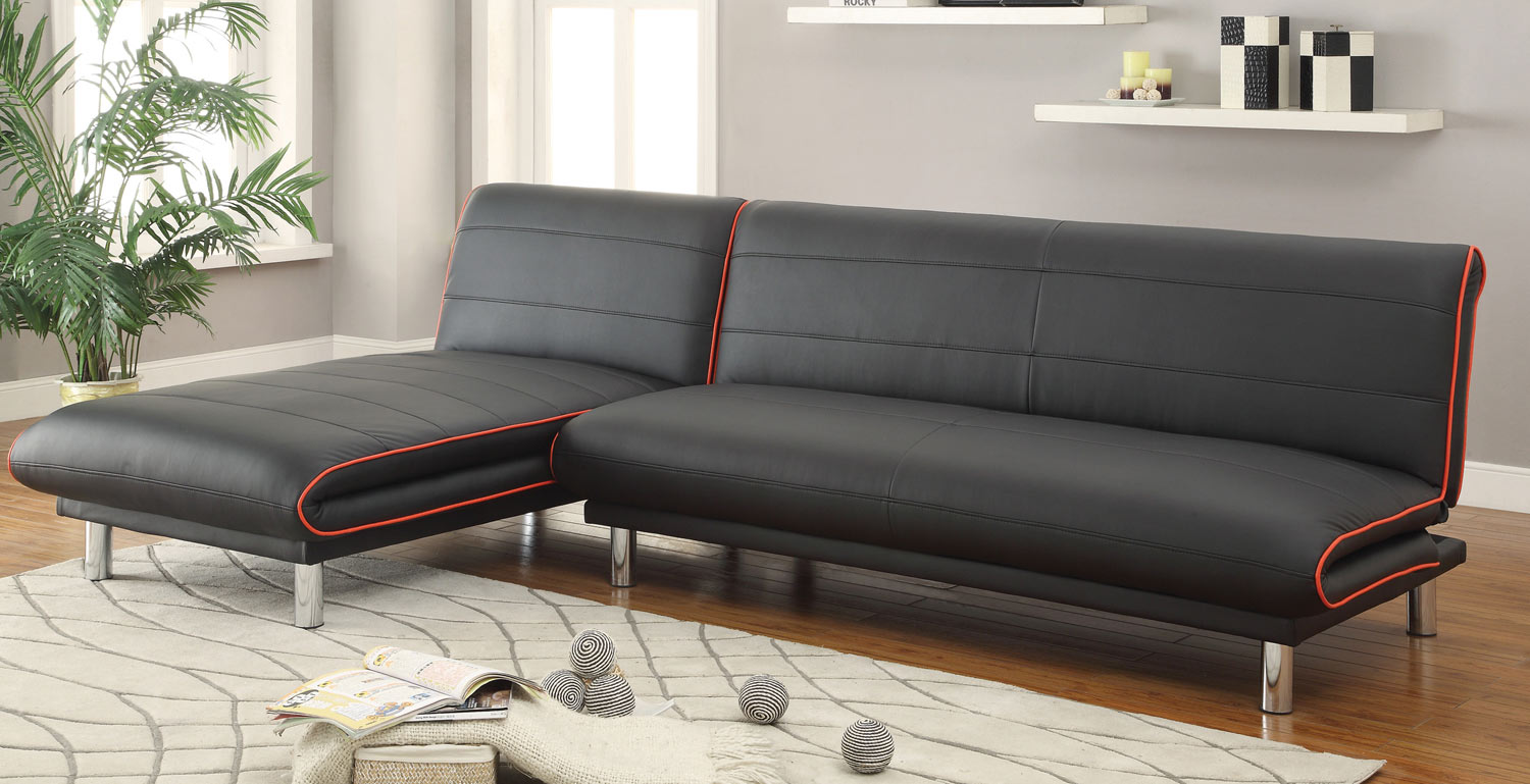 Coaster 500776 Sofa Chaise Bed - Black/Red