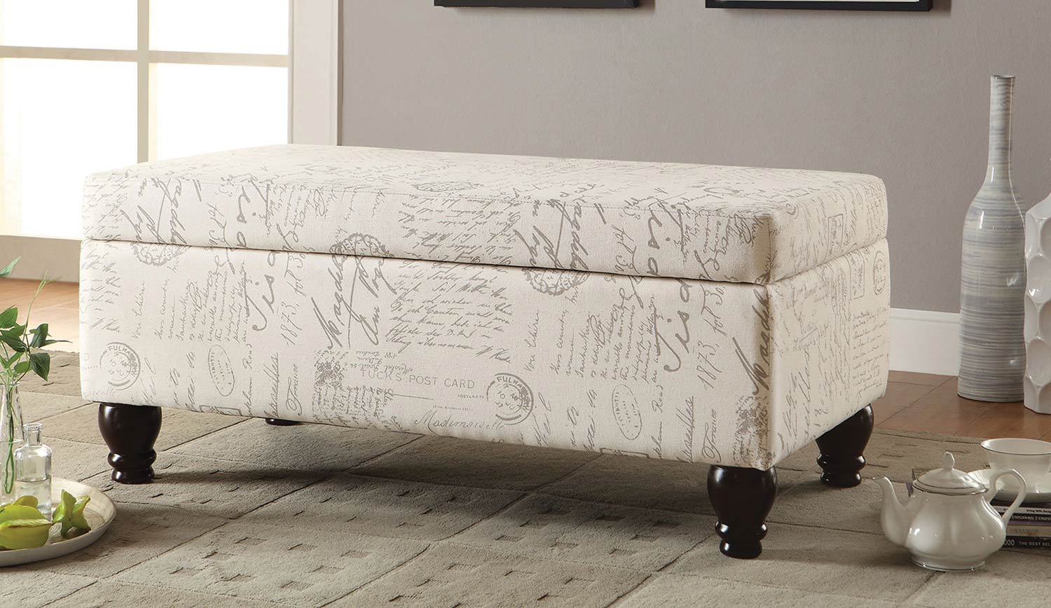 off white storage bench