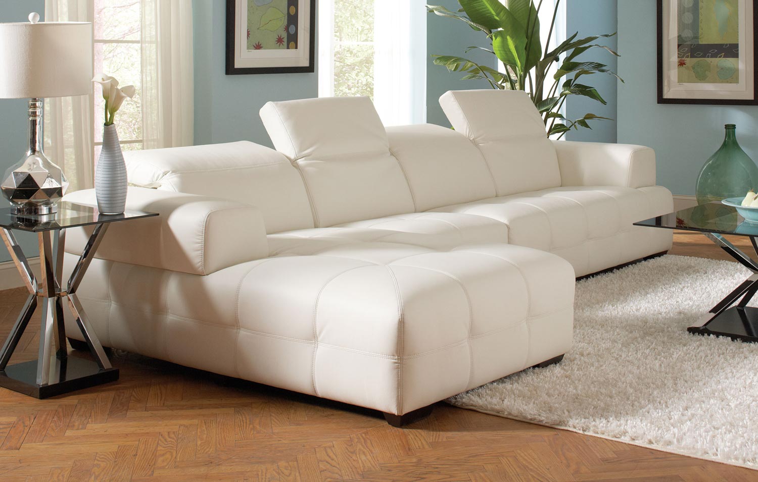 Coaster Darby Sectional Sofa Set-White