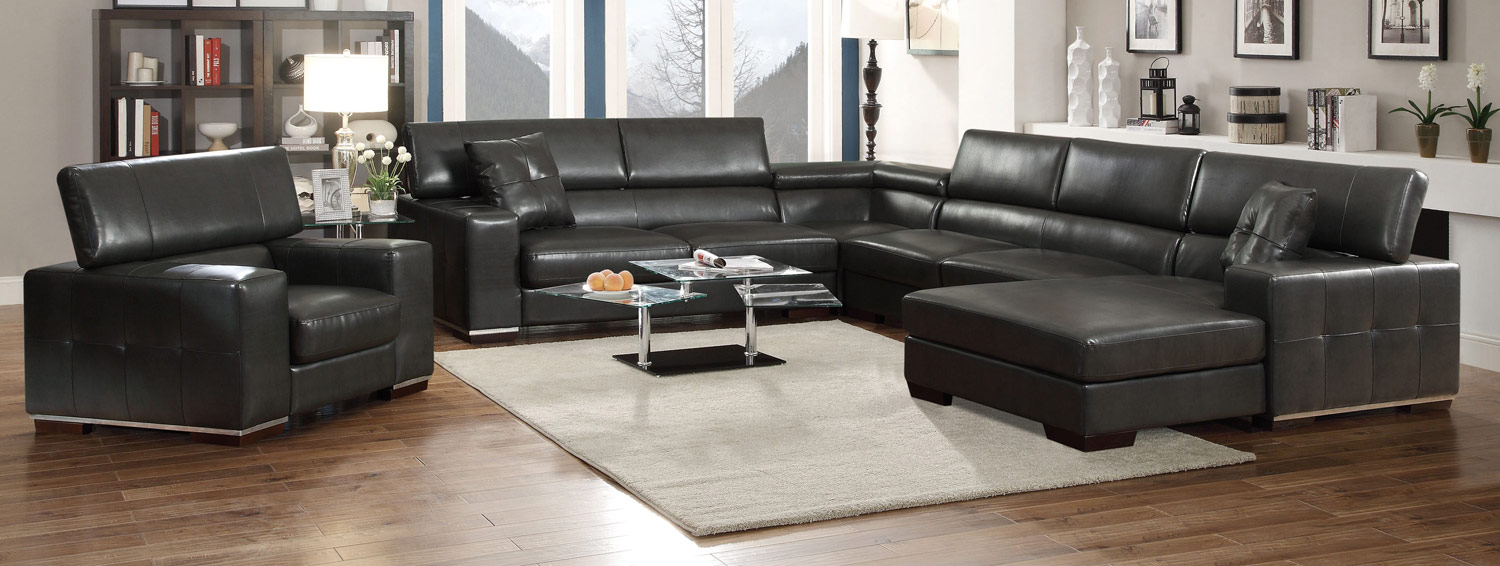 Coaster Ralston Sectional Sofa Set - Black