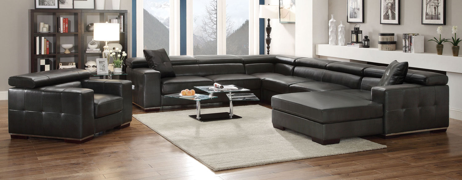 Coaster Ralston Sectional Sofa Set - Black