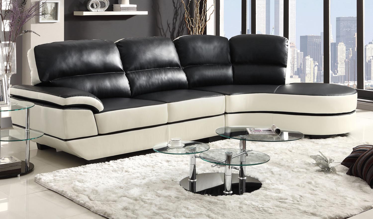 Coaster Reese Sectional Sofa - Black/White