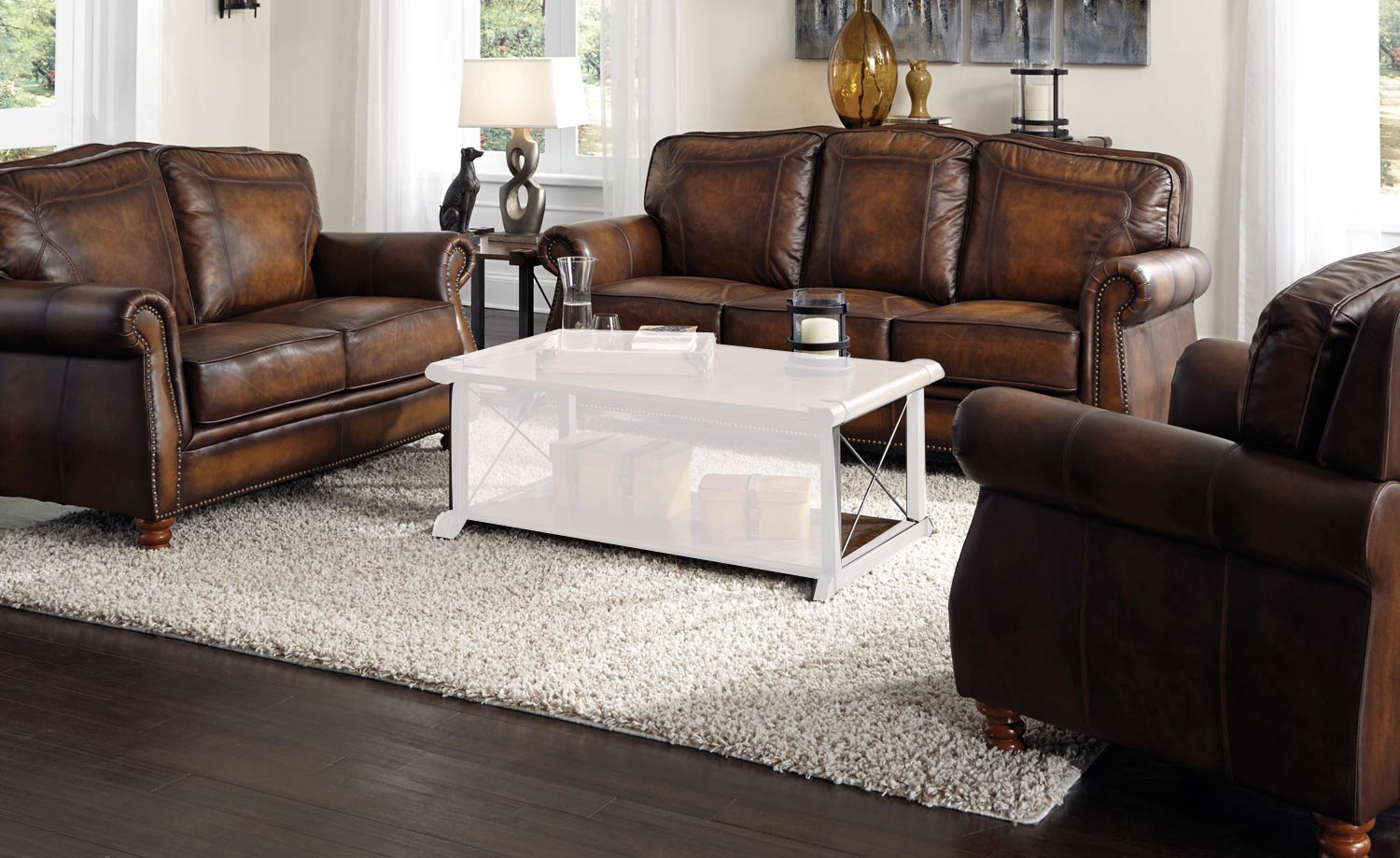 Coaster Montbrook Sofa Set - Hand Rubbed Brown