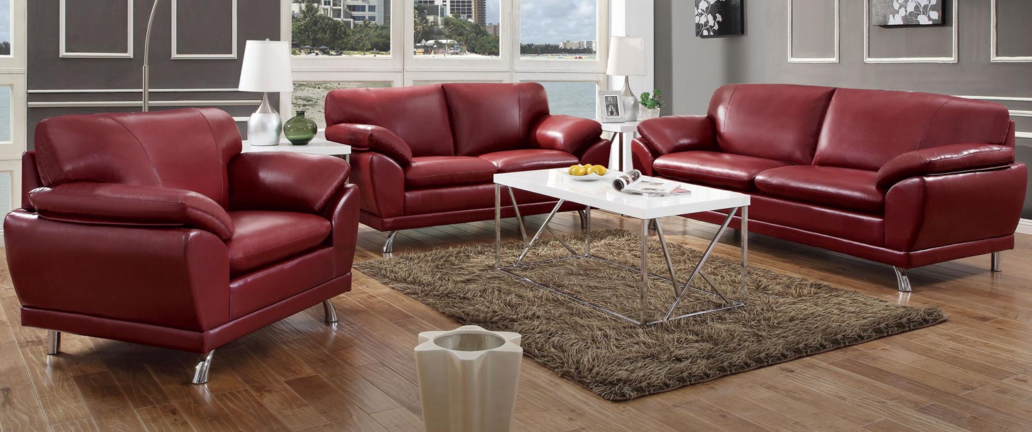 Coaster Robyn Sofa Set - Red - Chrome