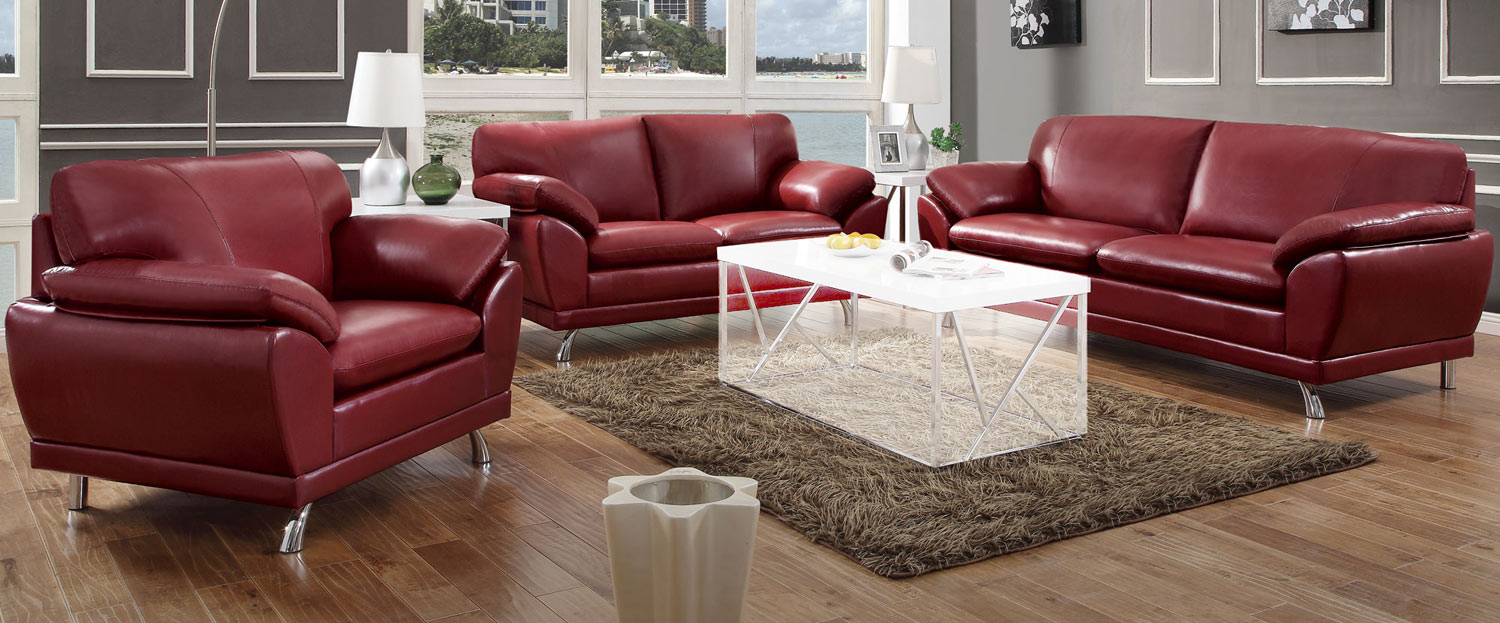 Coaster Robyn Sofa Set - Red - Chrome