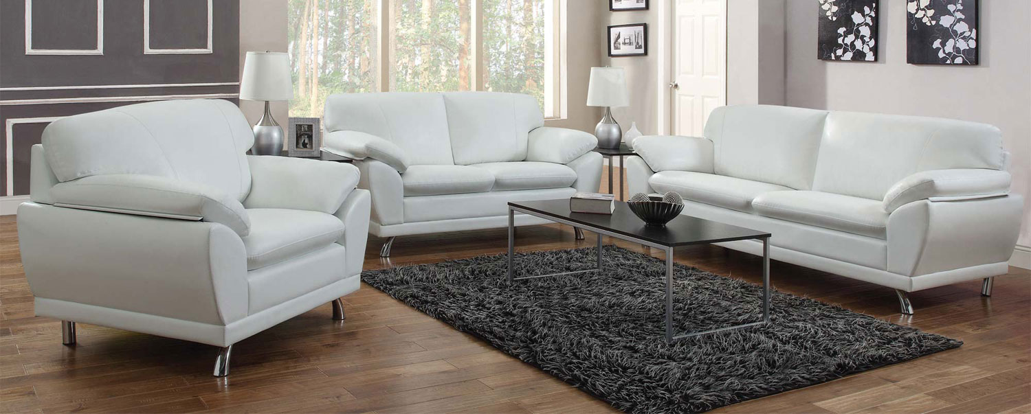 Coaster Robyn Sofa Set - White - Chrome