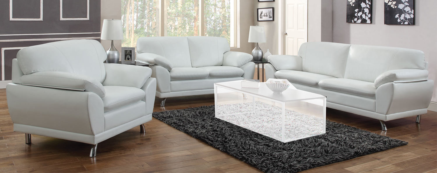 Coaster Robyn Sofa Set - White - Chrome