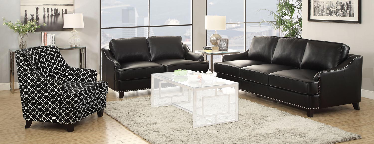 Coaster Layton Sofa Set - Black with Black Finish Legs