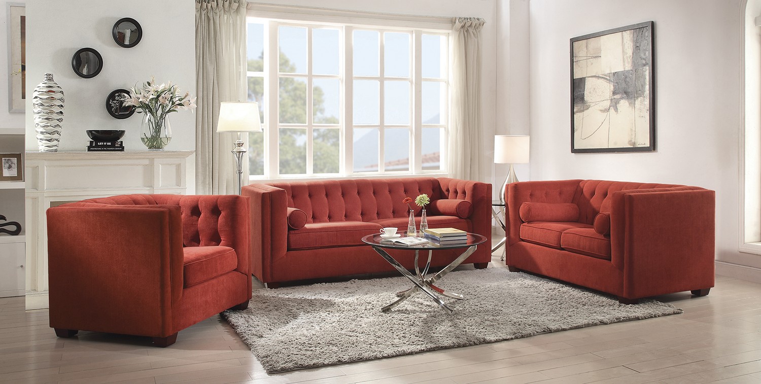 Coaster Cairns Sofa Set - Crimson