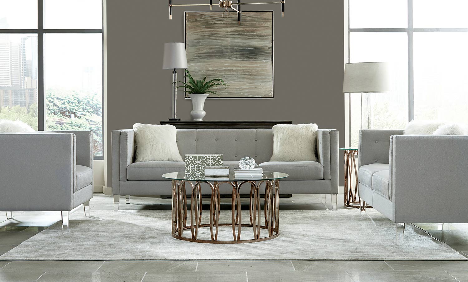 Coaster Hemet Sofa Set - Light Grey