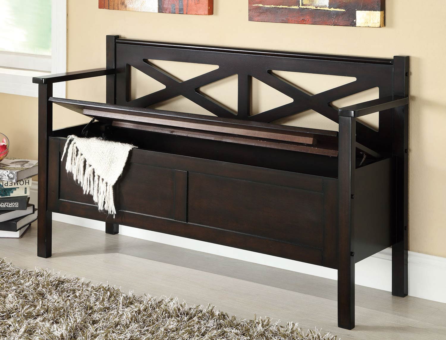 Coaster 508006 Storage Bench - Dark Walnut 508006 at Homelement.com