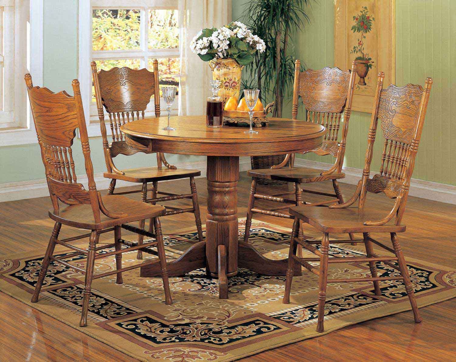 Coaster Mackinaw 5245N Round Dining Set B - Warm Oak Coaster Mackinaw 5245N Round Dining Set B - Warm Oak