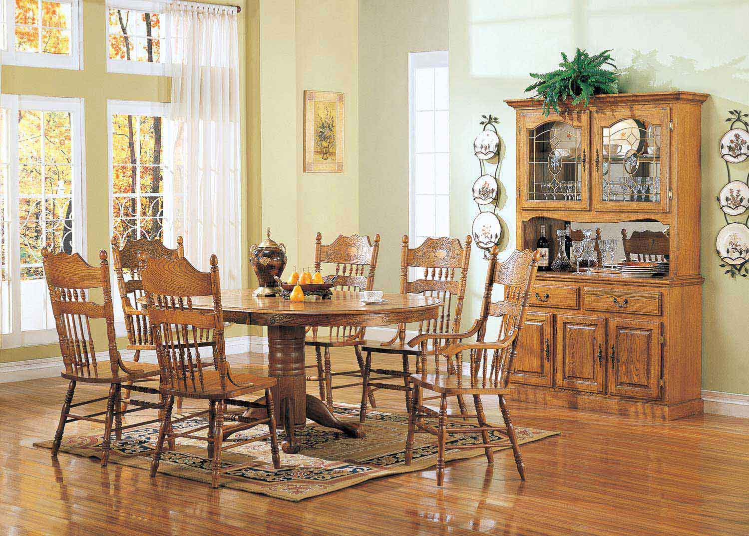 Coaster Mackinaw 5279N Oval Dining Set - Warm Oak Coaster Mackinaw 5279N Oval Dining Set - Warm Oak
