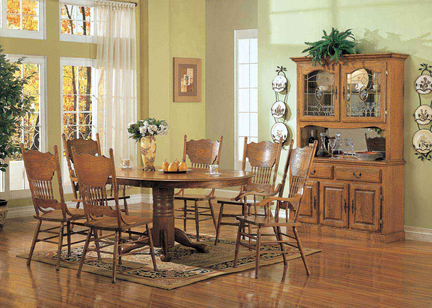 Coaster Mackinaw 5279N Oval Dining Set B - Warm Oak Coaster Mackinaw 5279N Oval Dining Set B - Warm Oak