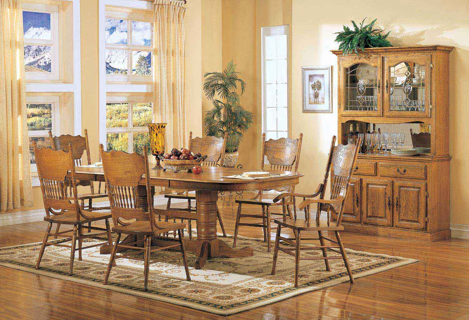 Coaster Mackinaw 5396N Rectangular Dining Set A - Warm Oak Coaster Mackinaw 5396N Rectangular Dining Set A - Warm Oak