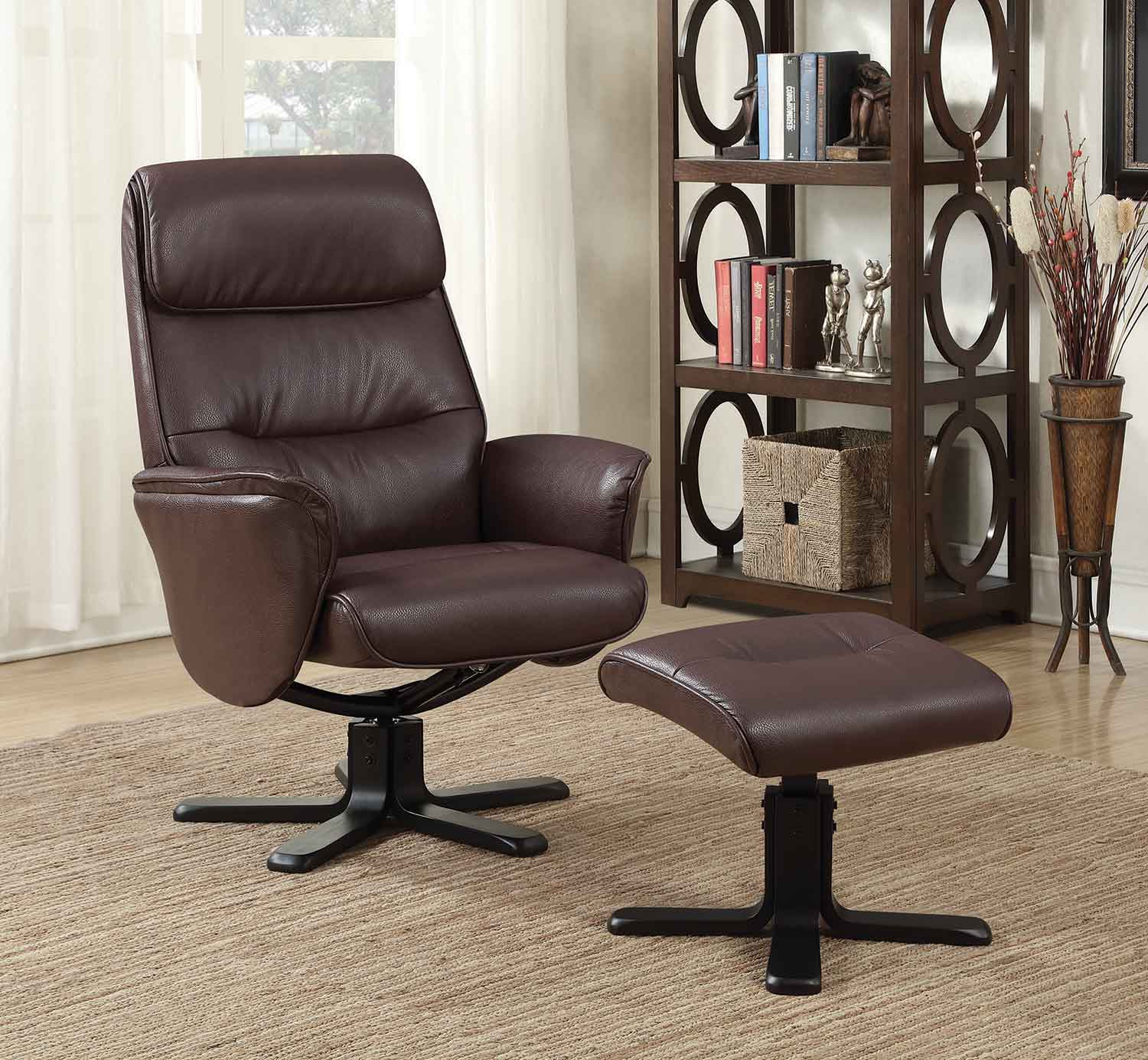 Coaster 600057 Glider Recliner with Ottoman - Brown 600057 at ...