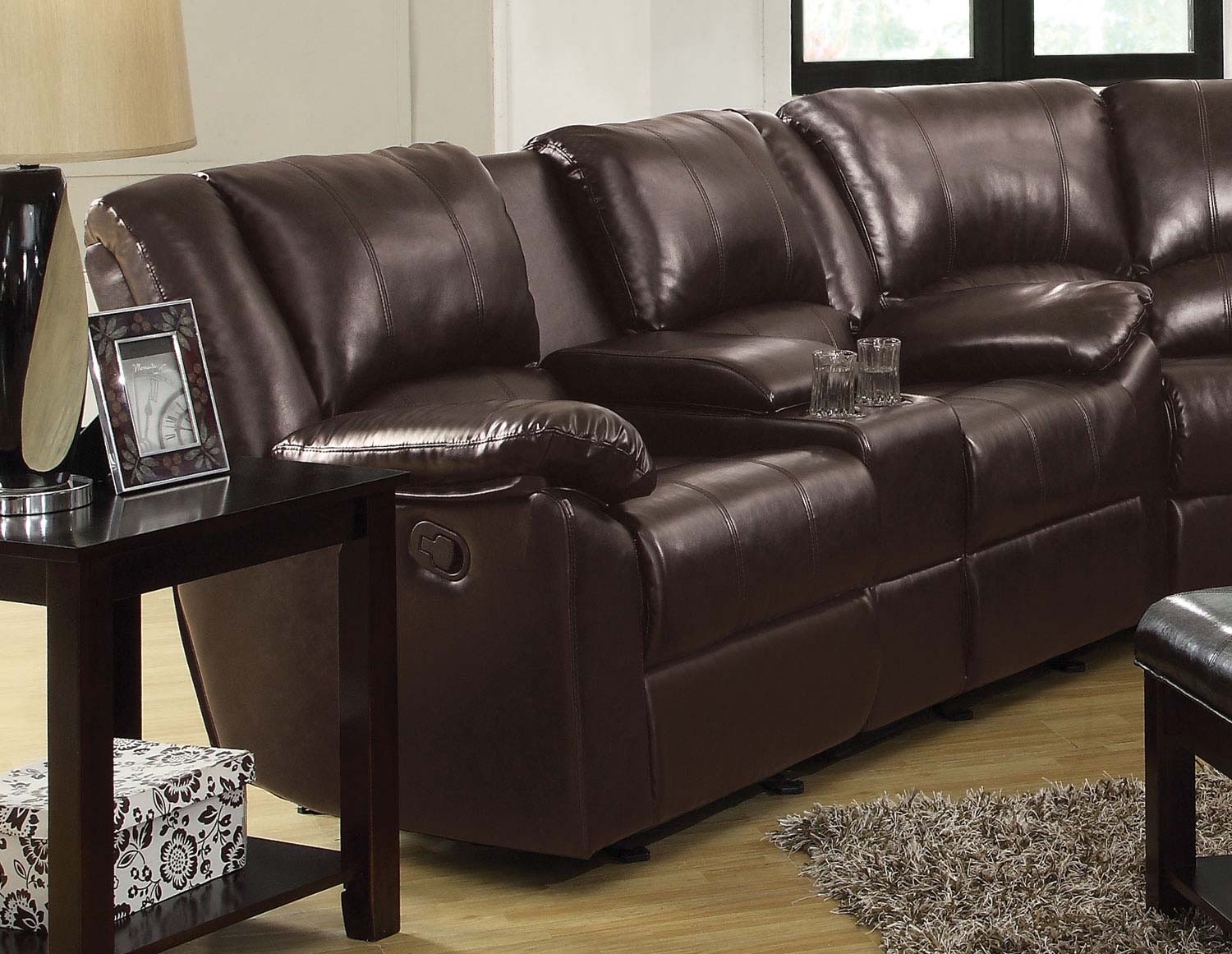 Coaster Bekah Double Reclining Gliding Love Seat With Console - Brown