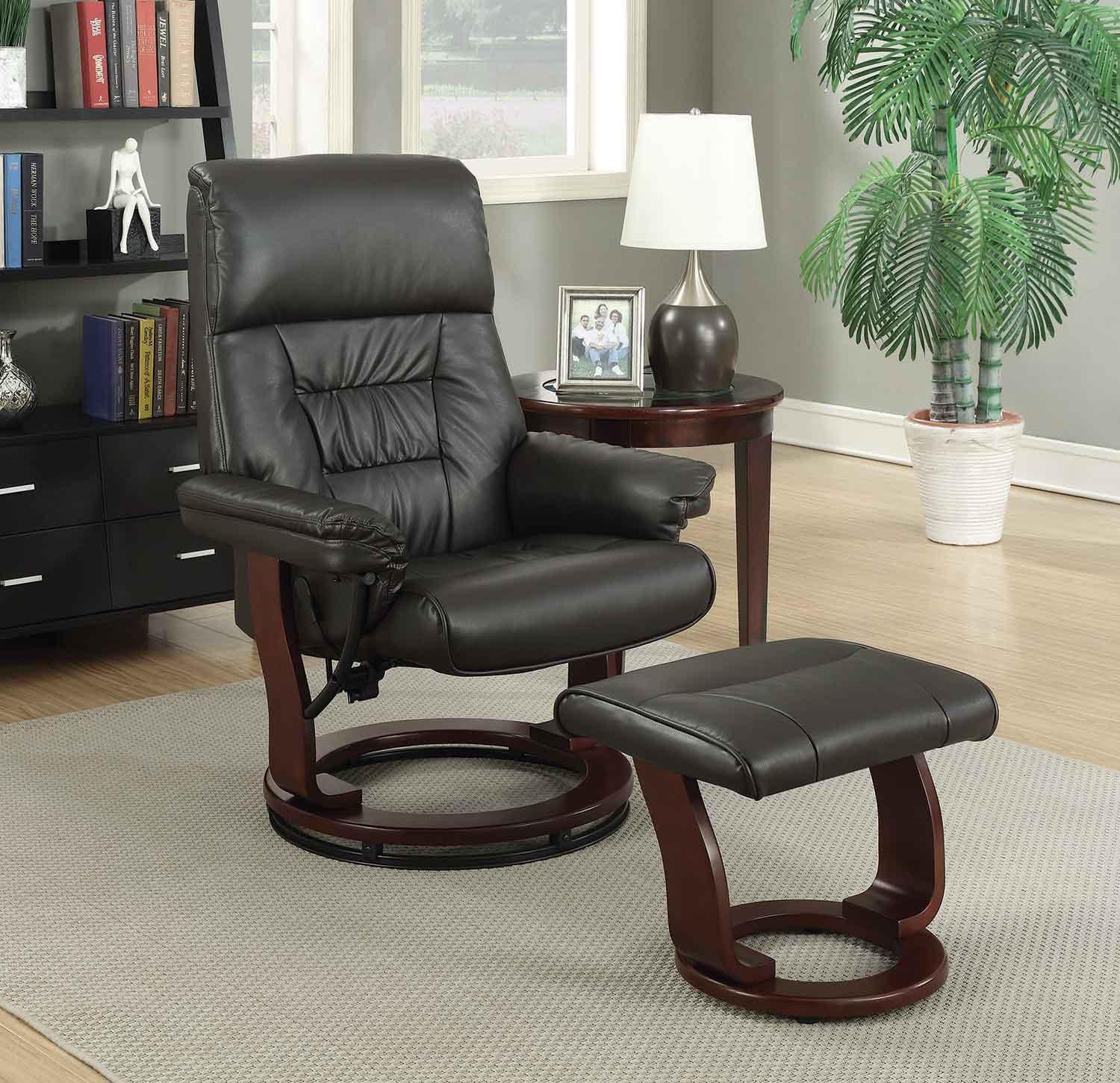Coaster 600084 Glider Recliner with Ottoman - Chocolate
