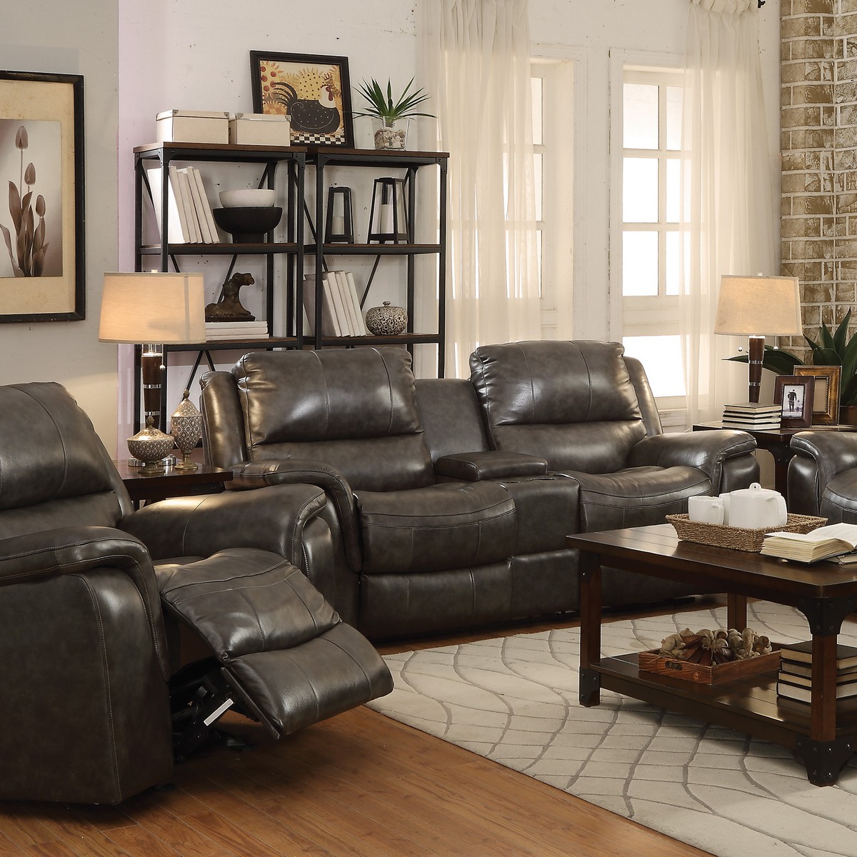 Coaster Wingfield Power Reclining Love Seat - Two Tone Charcoal