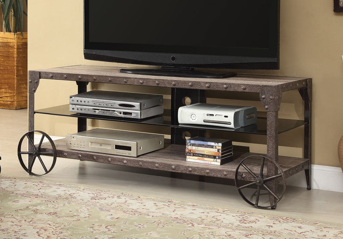 Coaster 700216 TV Stand - Weathered Brown/Antique Brown Patina