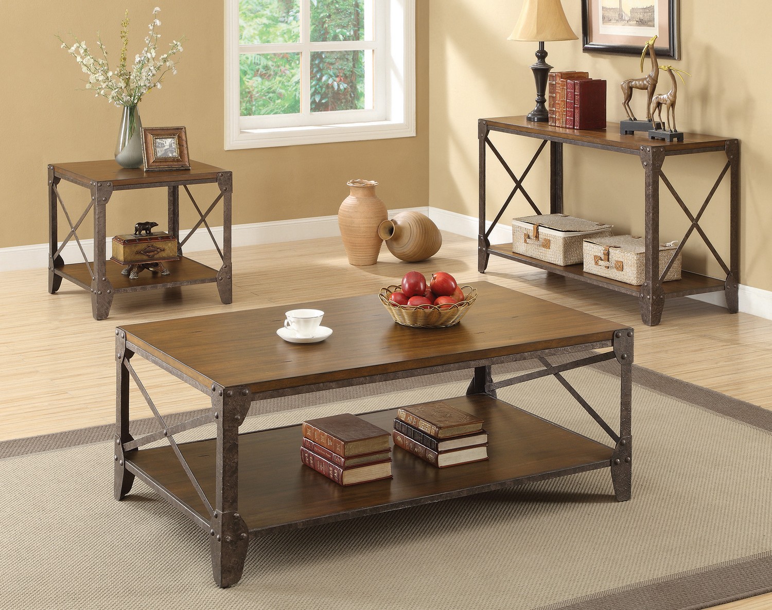 Coaster 703198 Coffee/Cocktail Table Set - Rustic Brown