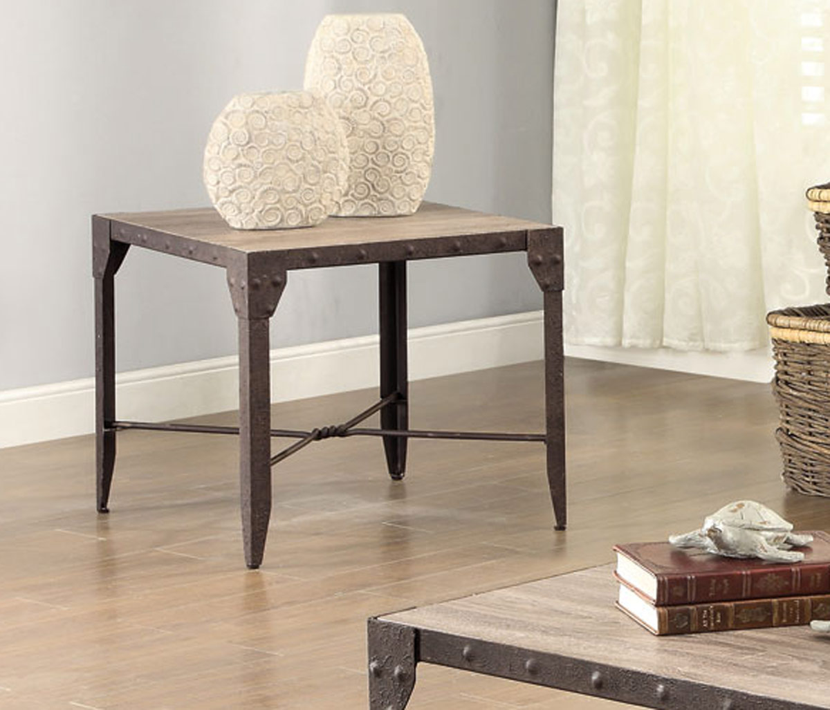Coaster 703697 End Table - Weathered Brown/Antique Brown Patina