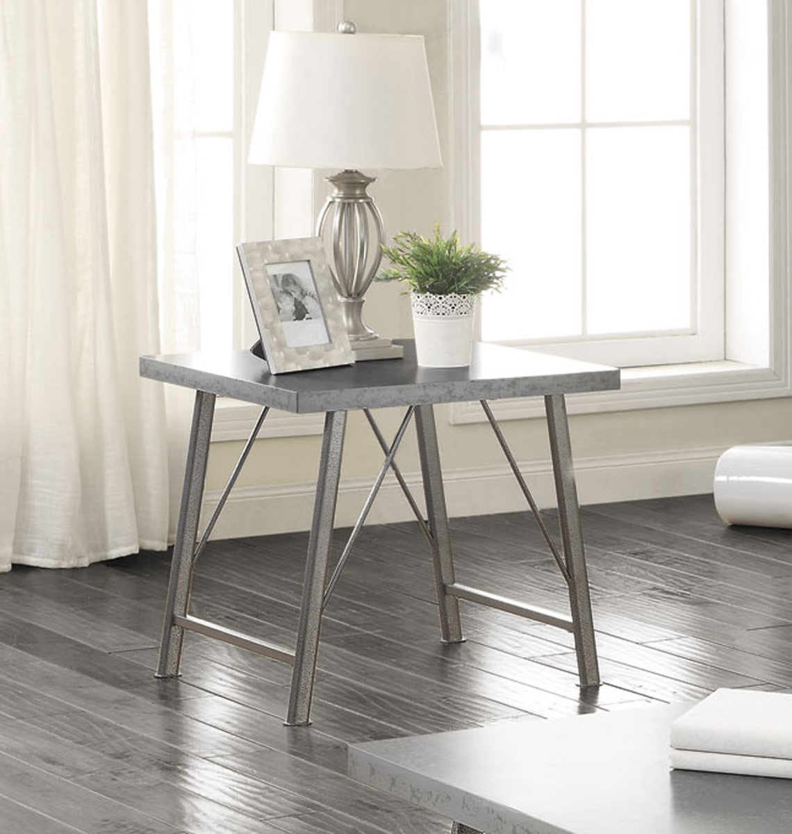 Coaster 703757 End Table - Galvanized and Gunmetal