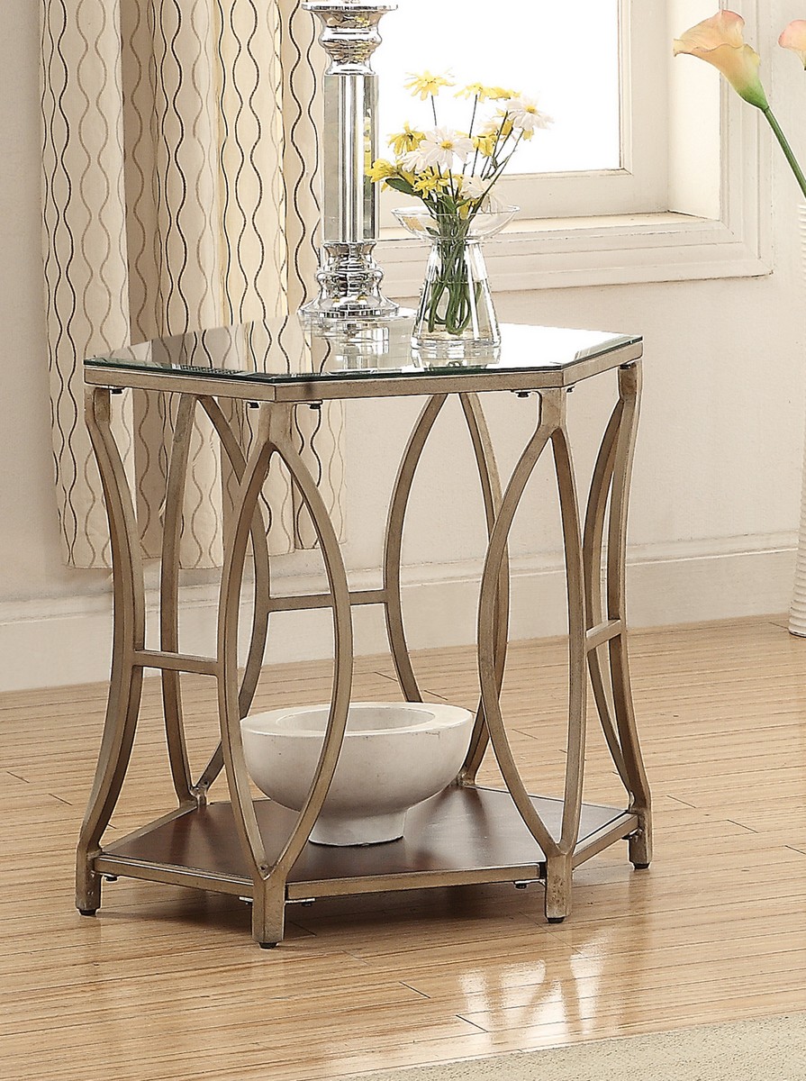 Coaster 703947 End Table - Brownish Red/dark Champagne Metal