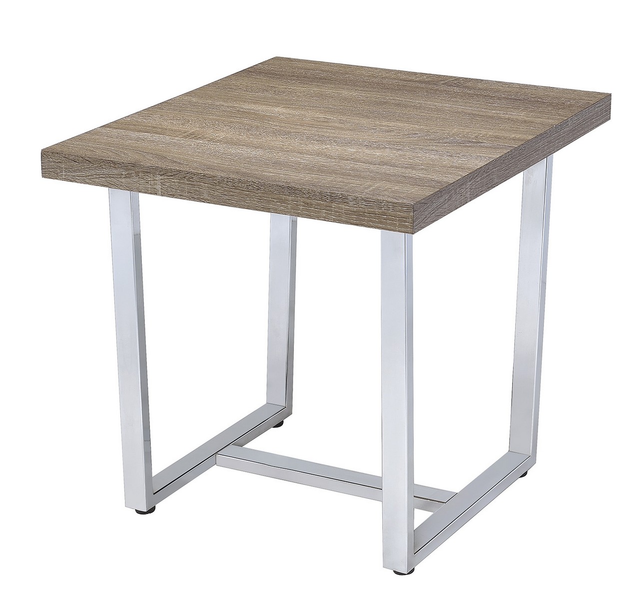 Coaster 704187 End Table - Weathered Taupe/chrome Metal