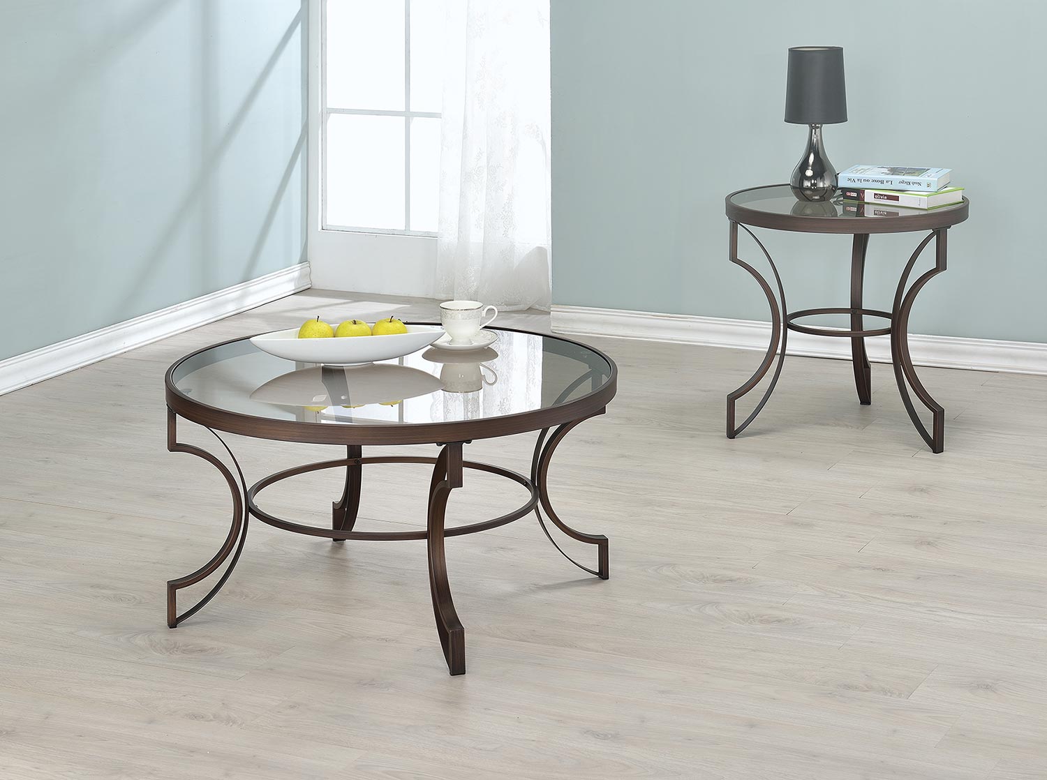 Coaster 704458 Coffee Table Set - Bronze/ Tempered Glass
