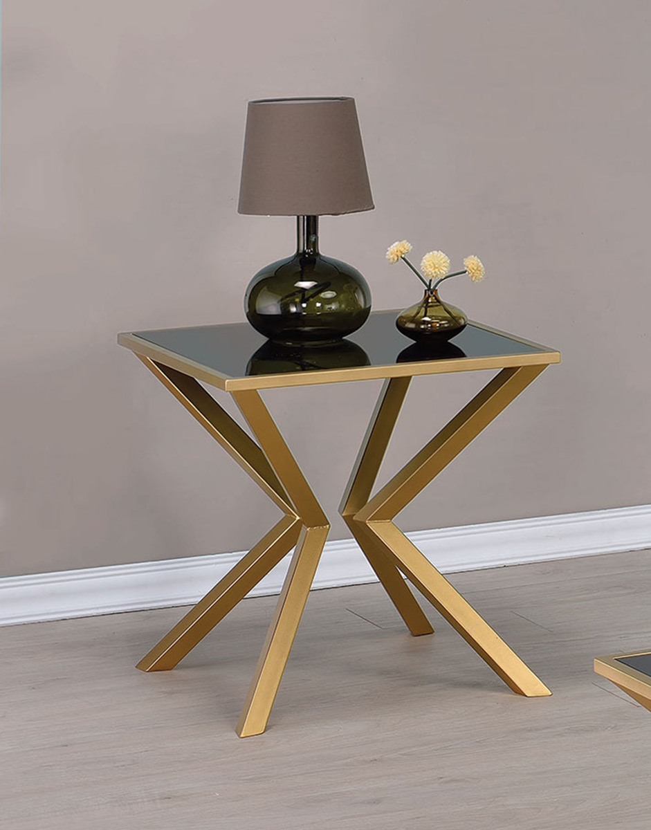 Coaster 705187 End Table - Black Glass/Brushed Brass