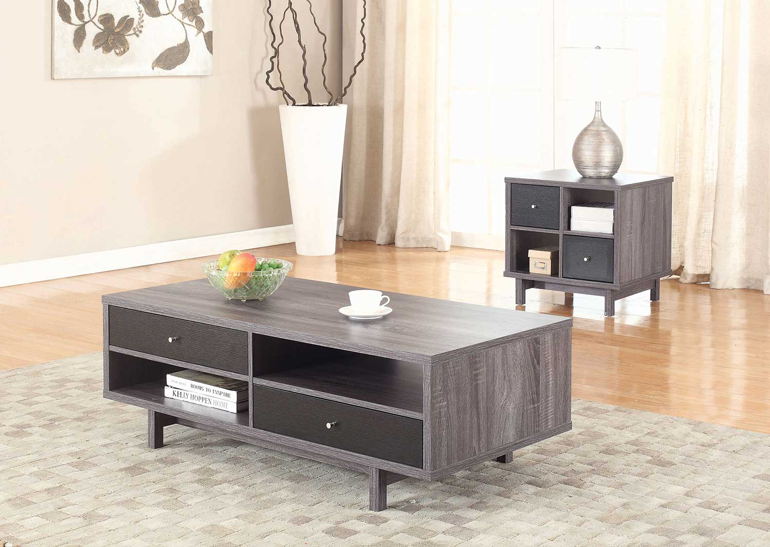 Coaster 705388 Occasional/Coffee Table Set - Antique Grey/Black