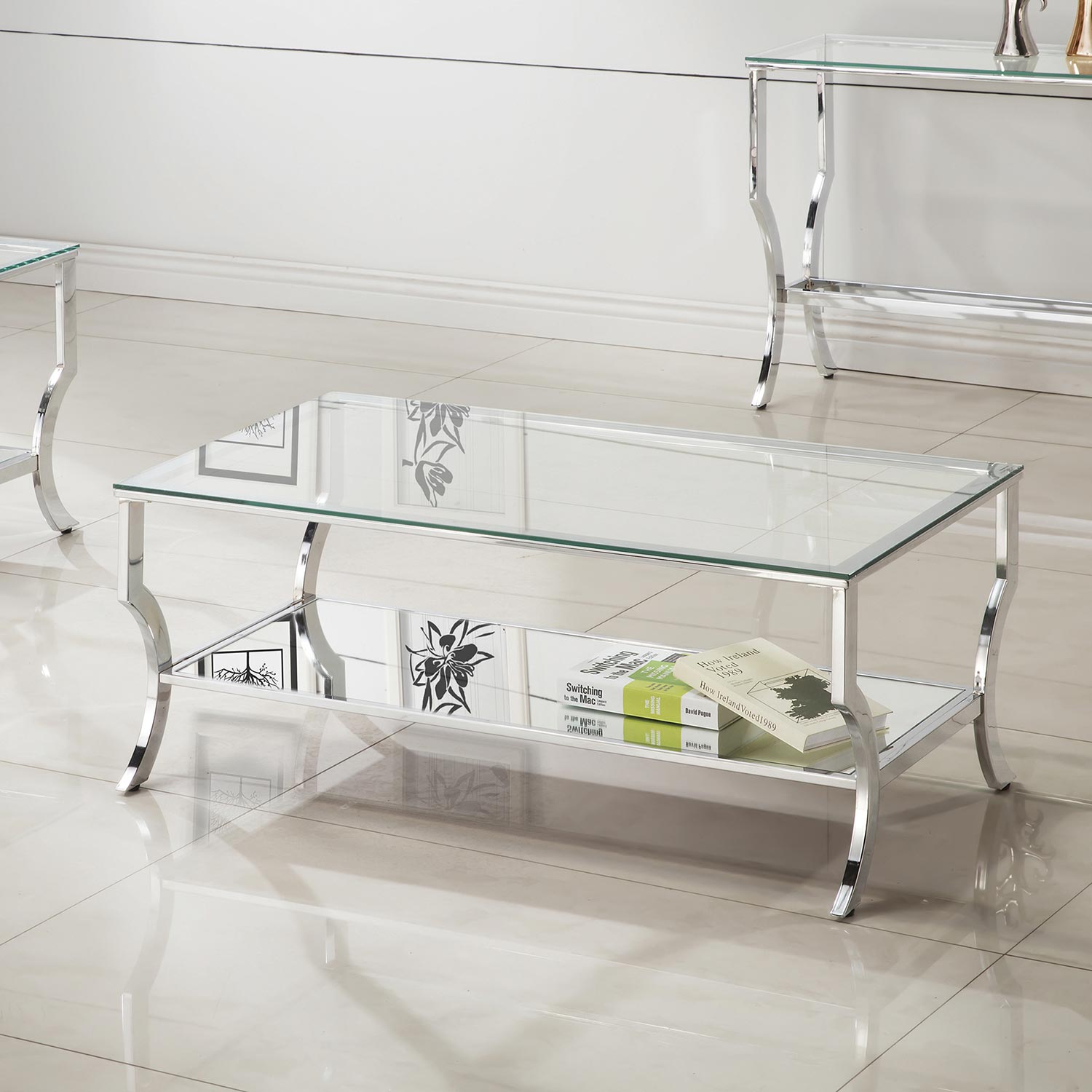 Coaster 720338 Coffee Table - Chrome / Tempered Glass