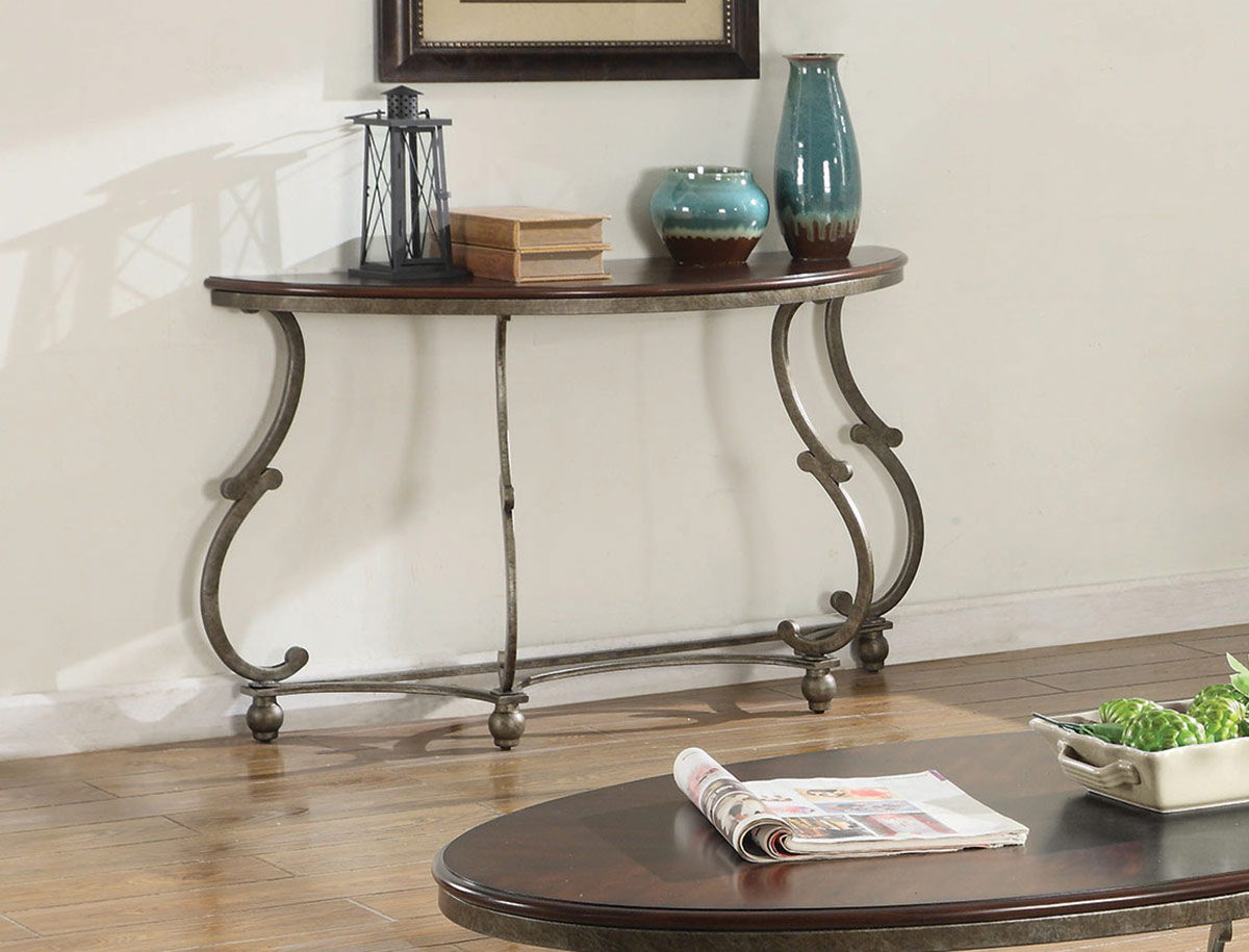 Coaster 720549 Sofa Table - Cherry Brown/ Antique Pewter