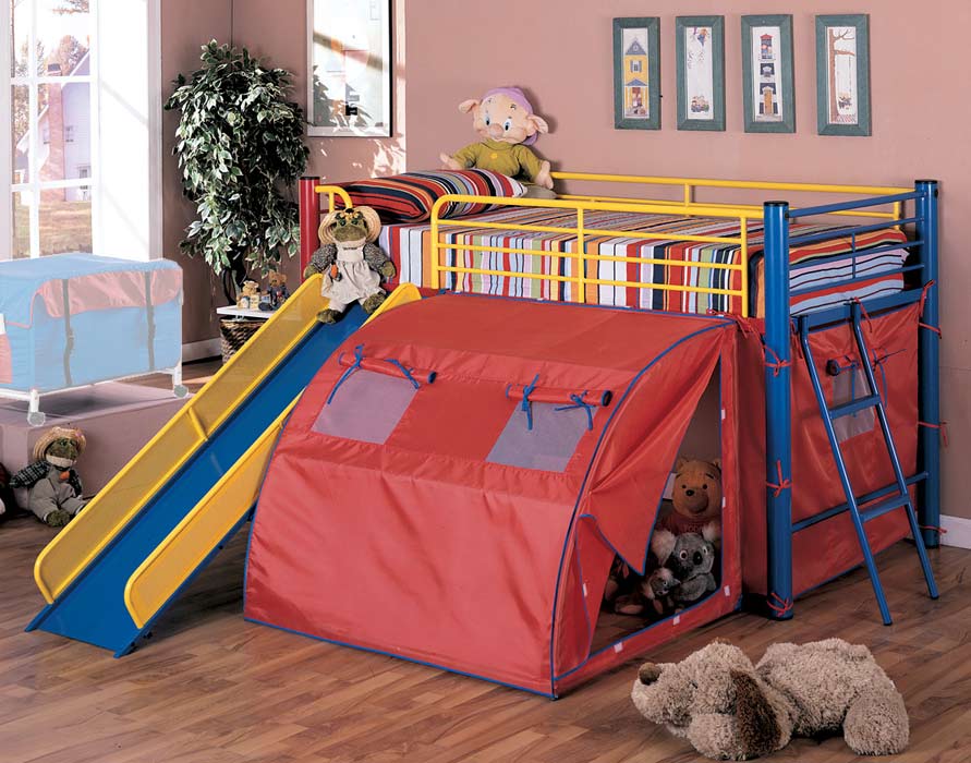 Coaster Oates Loft Bed with Slide and Tent