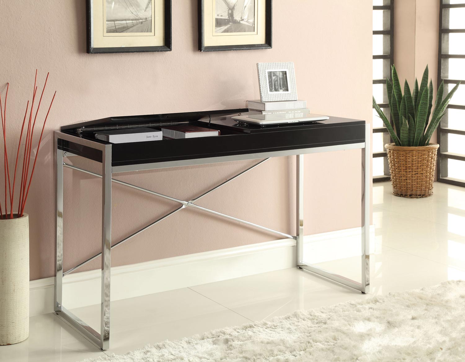 Coaster Morris Desk - Black/Chrome