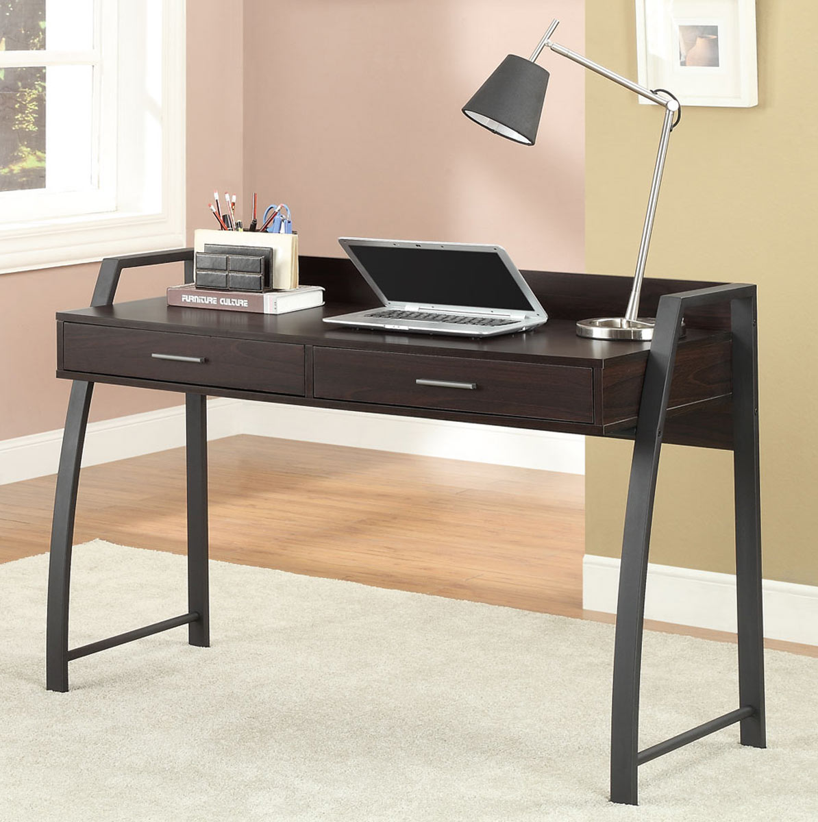 Coaster Office Computer Desk - Deep Coffee/Black
