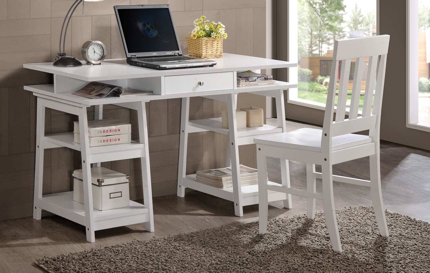 Coaster Alsina 2PC Desk and Chair Set - White