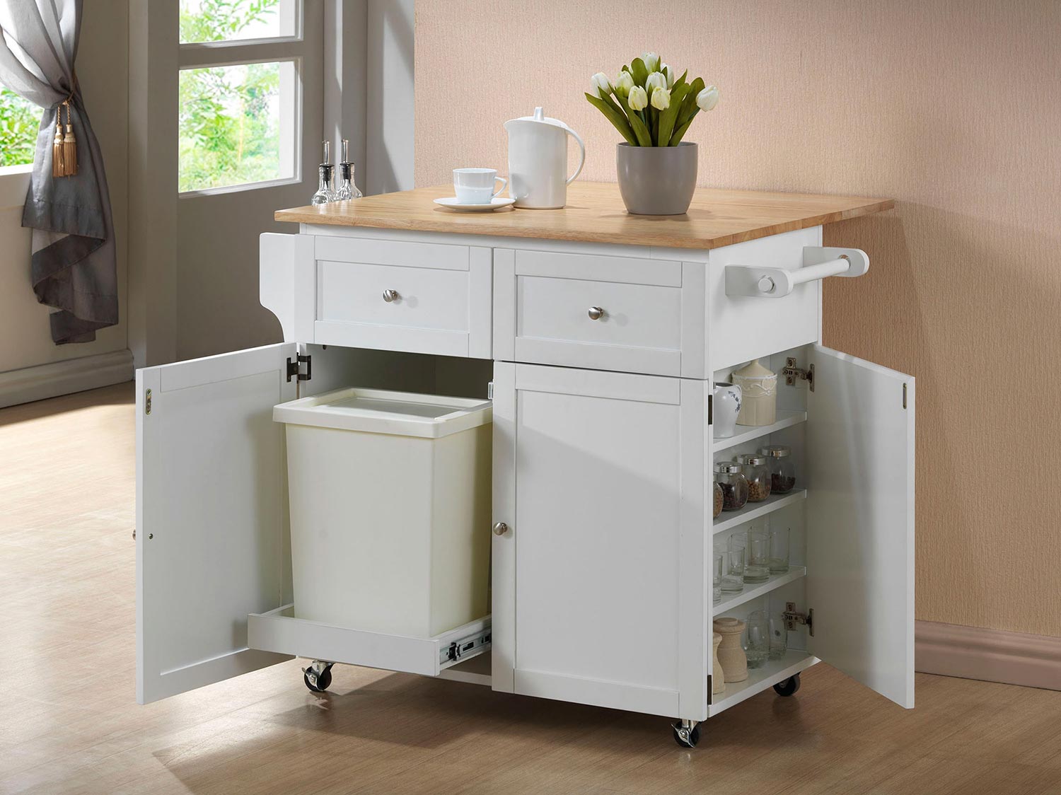 Coaster 900558 Kitchen Cart - Brown and White
