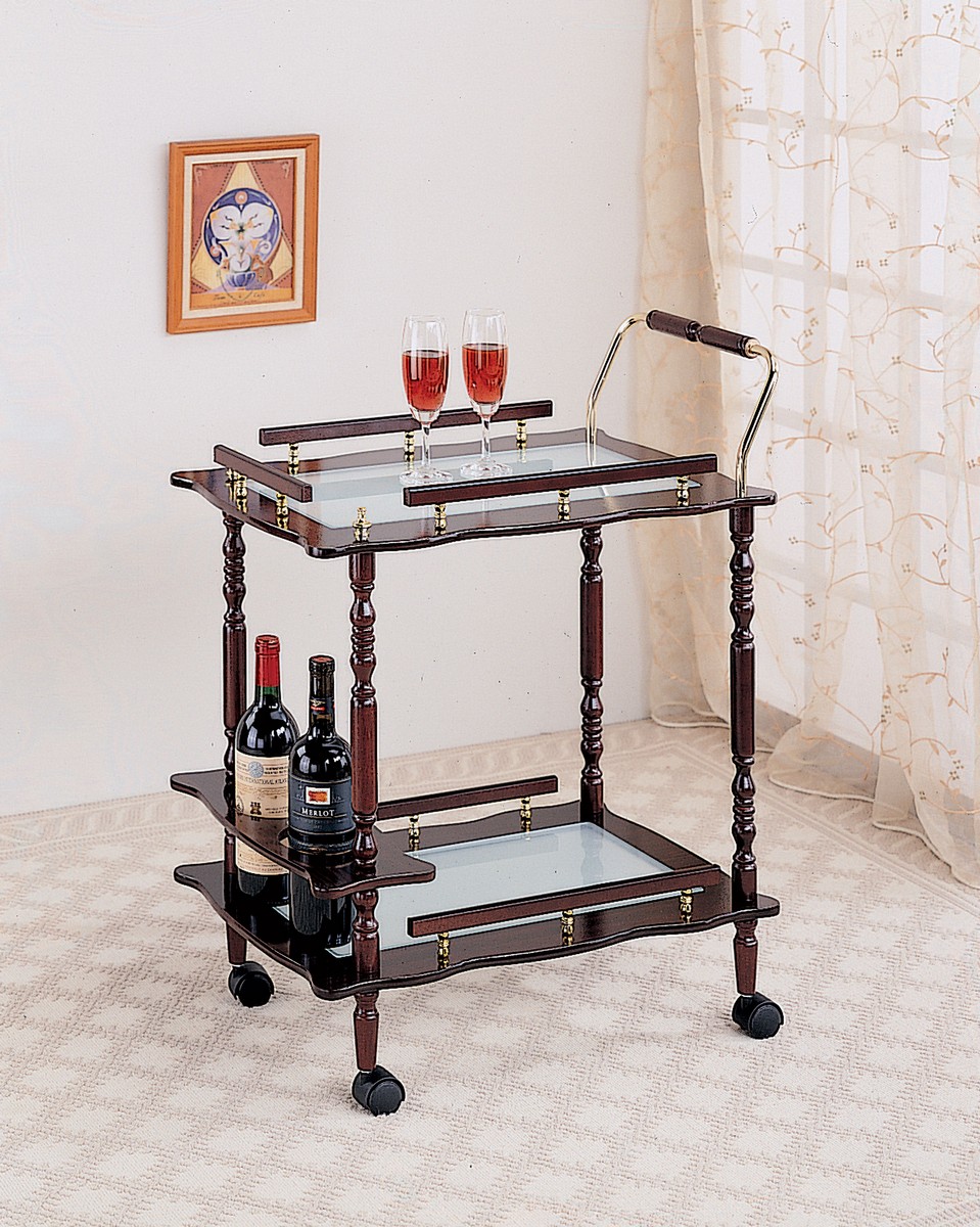 Coaster 910010 Serving Cart - Merlot/Frosted Glass